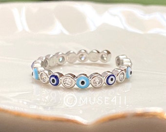 Dainty Evil Eye Ring: Gold Minimalist Stacking Ring