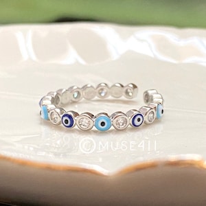 Dainty Evil Eye Ring: Gold Minimalist Stacking Ring