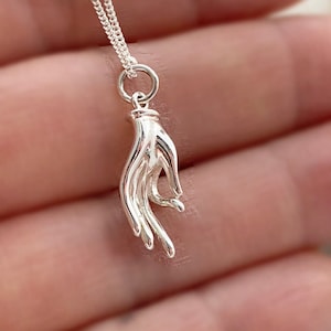 925 Silver Mudra Hand Necklace: Spiritual Yoga Jewelry