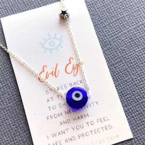 Minimalist Evil eye Necklace, Blue evil eye, mini Evil eye necklace, protection Necklace, Yoga jewelry, gift for her, good karma, Lotus411