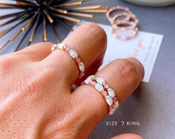 Opal Ring: 18K Gold Vermeil, October Birthstone, Boho Stackable Ring