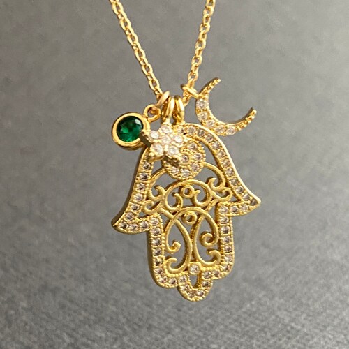 Gold Hamsa Hand Necklace Dainty Necklace Hand of Fatima Etsy Israel