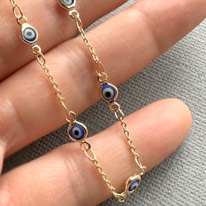 Tiny CZ Evil Eye Anklet: Minimalist Protection Bracelet
