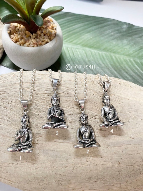 Men's Sterling Silver Buddha Necklace - Jewelry1000.com