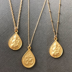 Gold Ganesha Necklace: 18K Gold over Sterling Silver Pendant