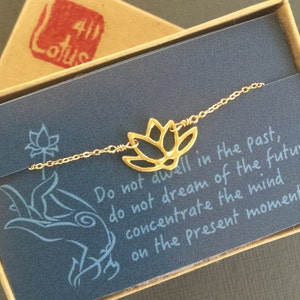 Dainty Gold Lotus Necklace: Vermeil Charm, Meditation Jewelry