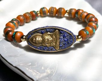 Tibetan Buddha Beaded Bracelet: Boho Stackable Wrist Mala