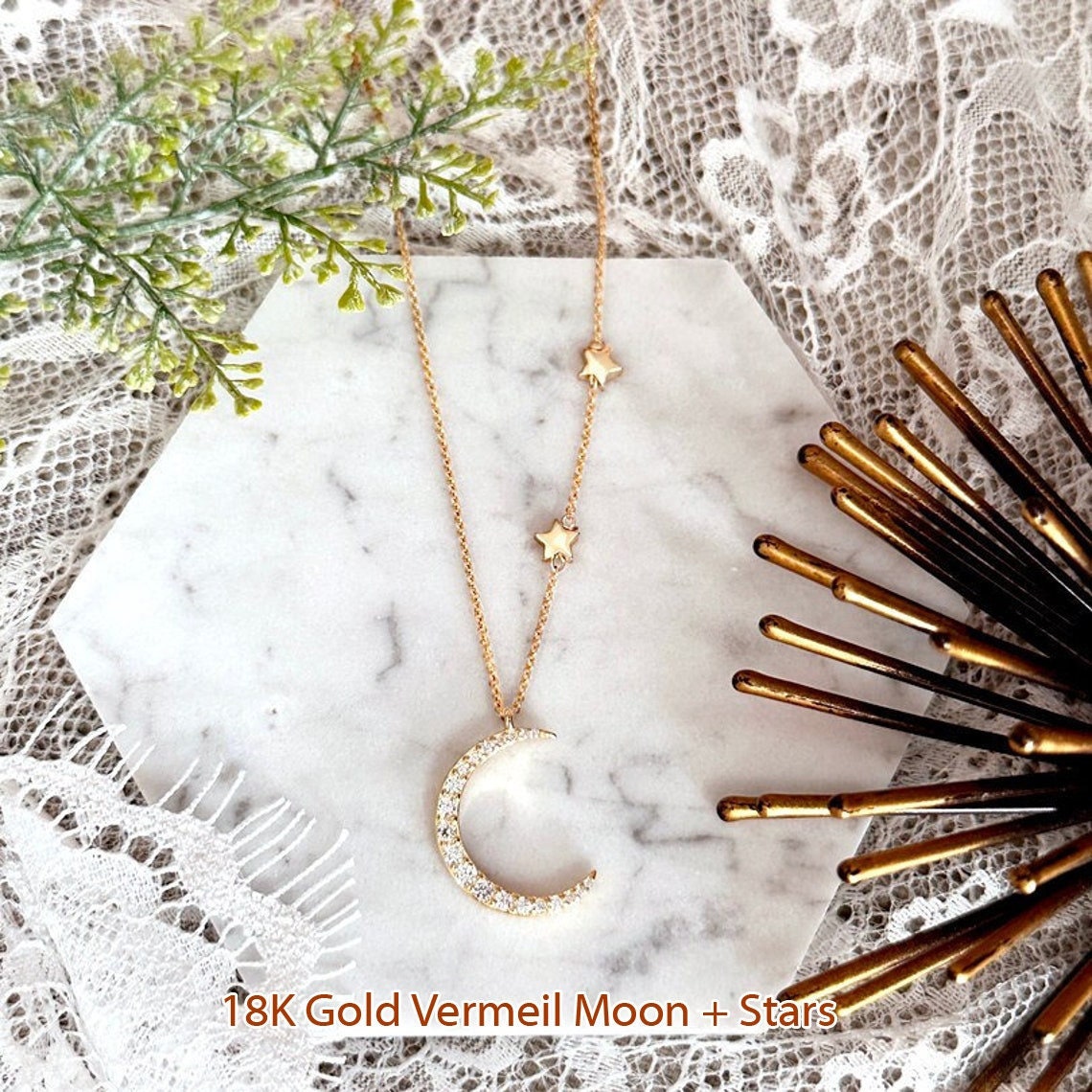 アクセサリー STAR JEWELRY MOON SETTING 0.06 MOON SETTING DIAMOND NECKLACE 0.06ct(2ZN1606)K18 ネックレス