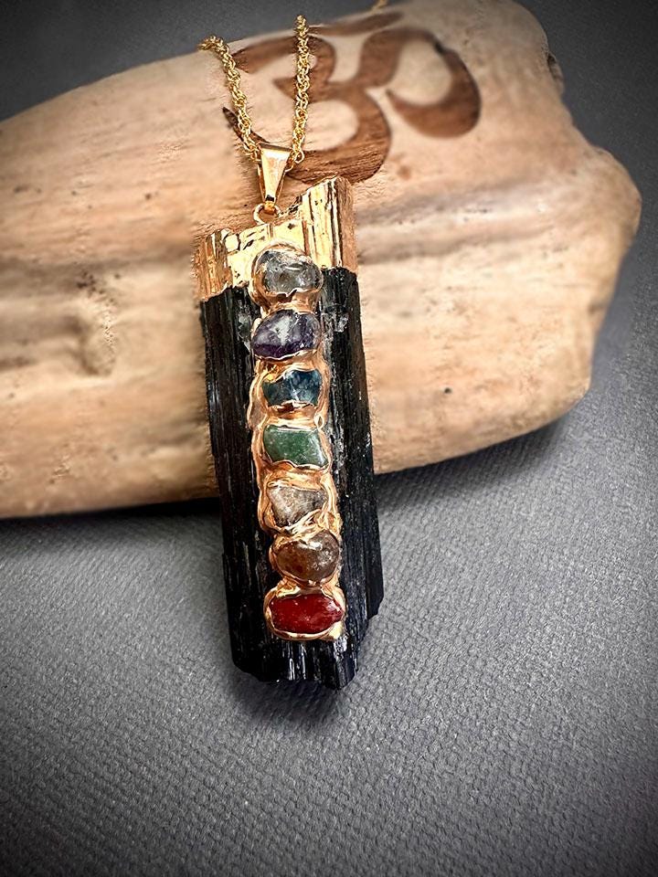 Ciondolo Pietra Tormalina Nera Pezzo Reiki Chakra Cristallo Pietra - Foto 2