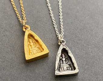 Dainty Sterling Silver Meditating Buddha Necklace: Zen Yoga Jewelry