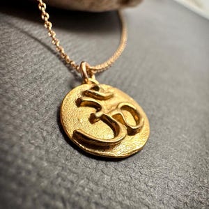 Gold Om Necklace: 18K Vermeil Aum Coin Pendant