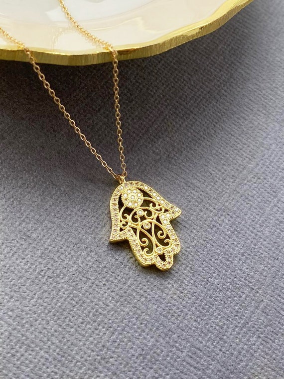 Hamsa Necklace Hamsa Jewelry Gold Hamsa Hand Necklace Dainty