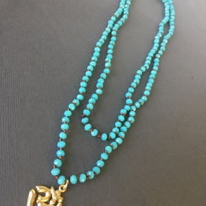 Ohm Necklace, mala beaded necklace, Om bracelet, Yoga Jewelry, Turquoise beaded necklace, boho rosary Jewelry, Healing Jewelry,  Lotus411