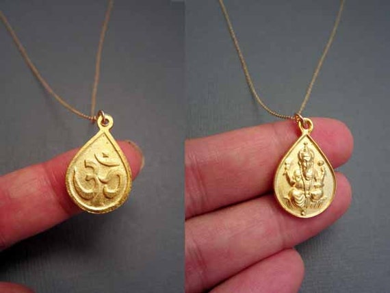 Athizay Golden Ganesha Pendant with pink moti beads Large Pendant for Women Fashion Choker Necklace for Women and Girls