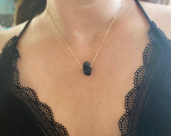 Black tourmaline necklace, Diffuser Anxiety Relief Necklace, Health Wellness & Self Care, Raw Crystal Necklace, Gift for her, lotus411