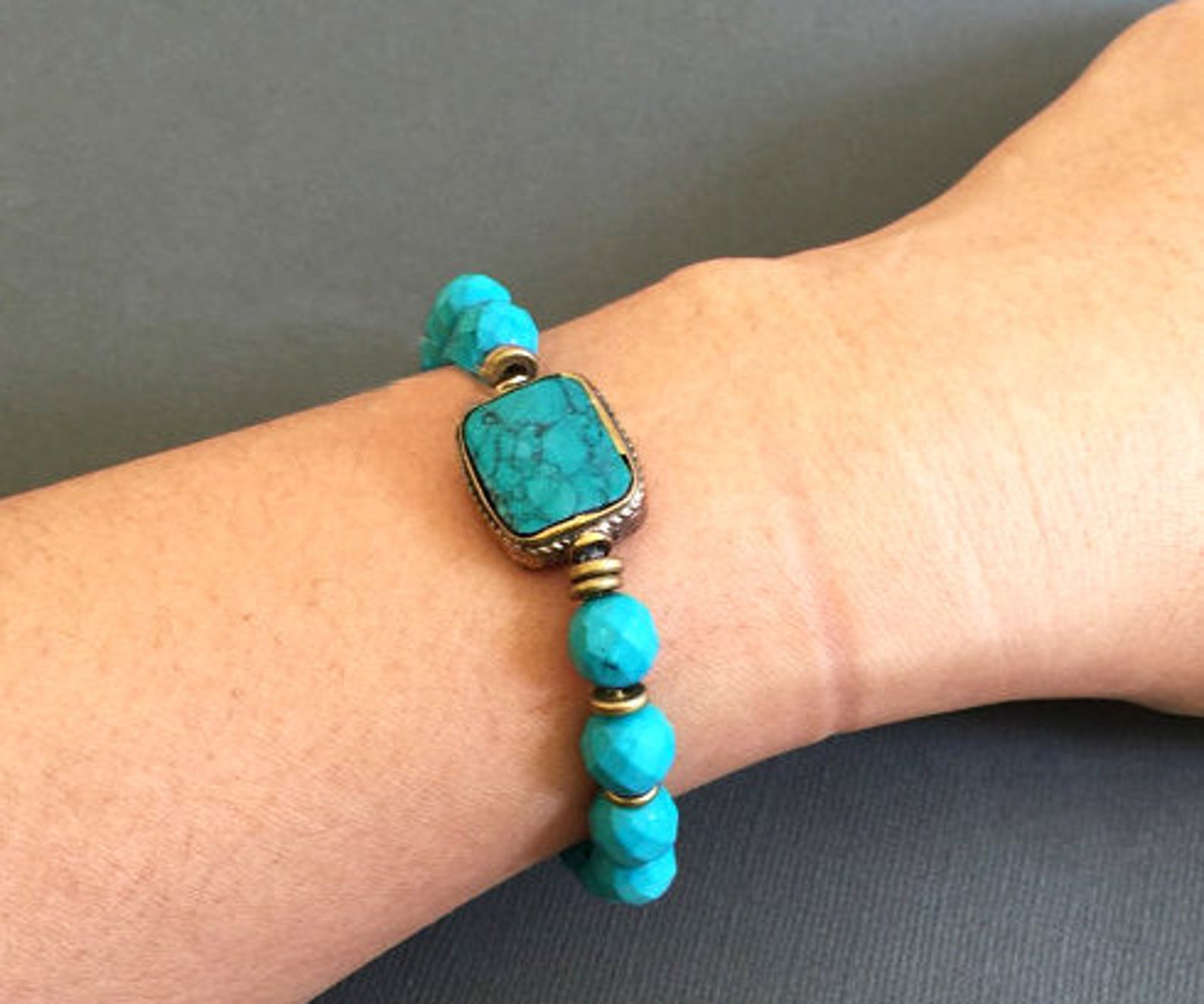 Turquoise Beaded Bracelet Prayer Beads Bracelet Turquoise Etsy