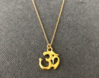 Om Necklace, Gold Ohm Jewelry, Protection Necklace, Buddhist Jewelry, minimalist necklace, yoga necklace, gift for women, ohm necklace gold