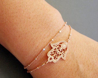 Hamsa Bracelet, hamsa bracelet gold, hamsa jewelry rose gold, Protection bracelet, Hamsa jewelry gold, yoga bracelet, hamsa hand bracelet