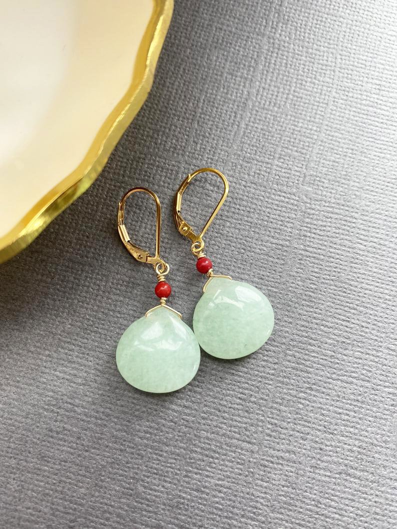 Jade Earrings Jade Gemstone Earrings Healing Jewelry Yoga | Etsy