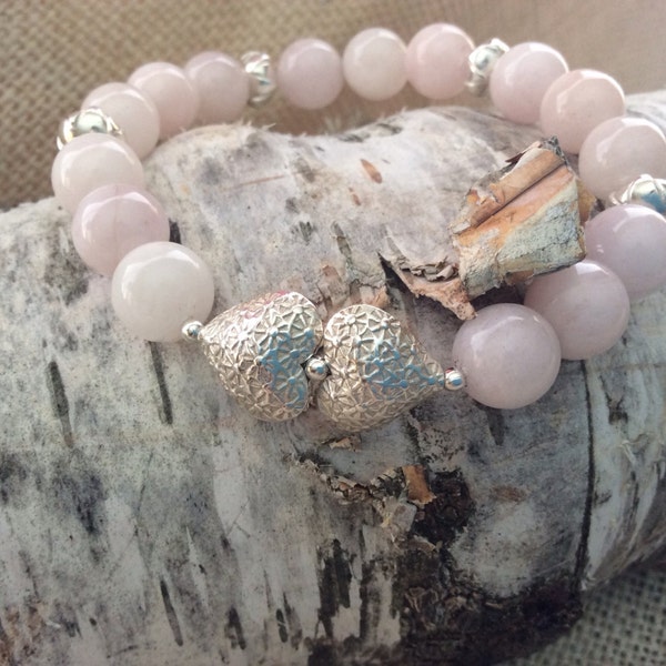Pink Morganite Sterling Silver Heart Bracelet #784