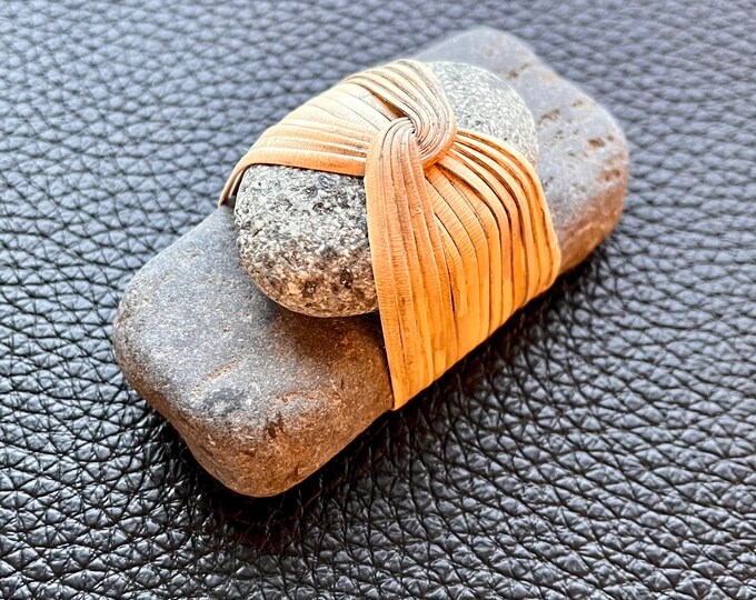 Cane Wrapped Stone, Reed Wrapped Stone, Zen Stone, Wrapped Stone