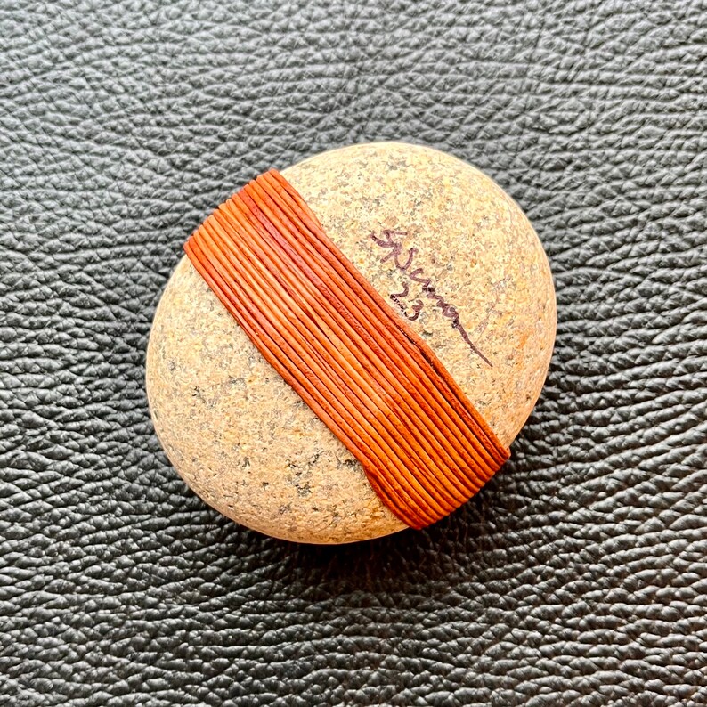 Medium Leather Wrapped Rock, Wrapped Stone, Zen Stone, Meditation Stone