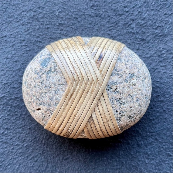 Cane Wrapped Stone Reed Wrapped Stone Zen Stone Wrapped Etsy