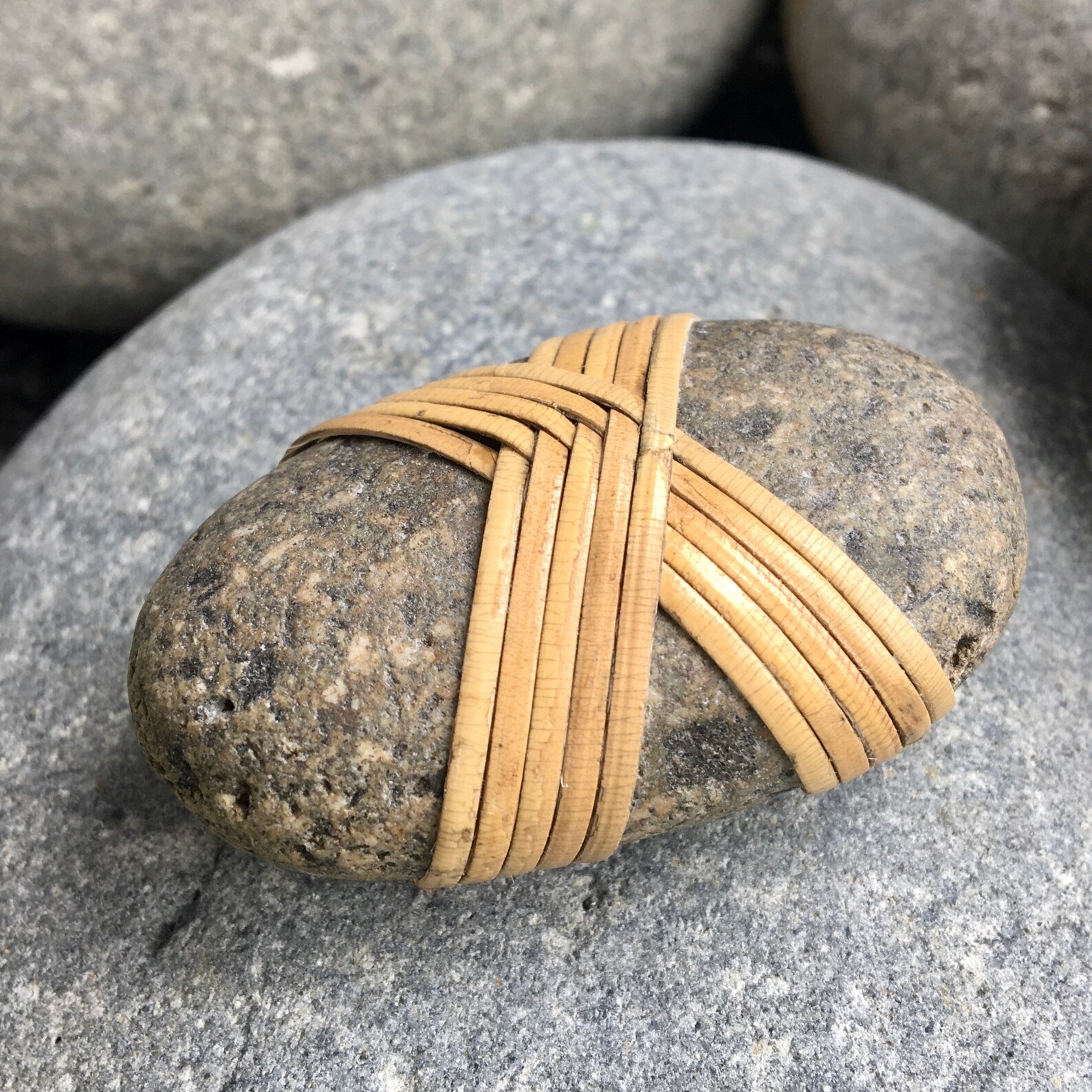 Cane Wrapped Stone Reed Wrapped Stone Zen Stone Wrapped Etsy
