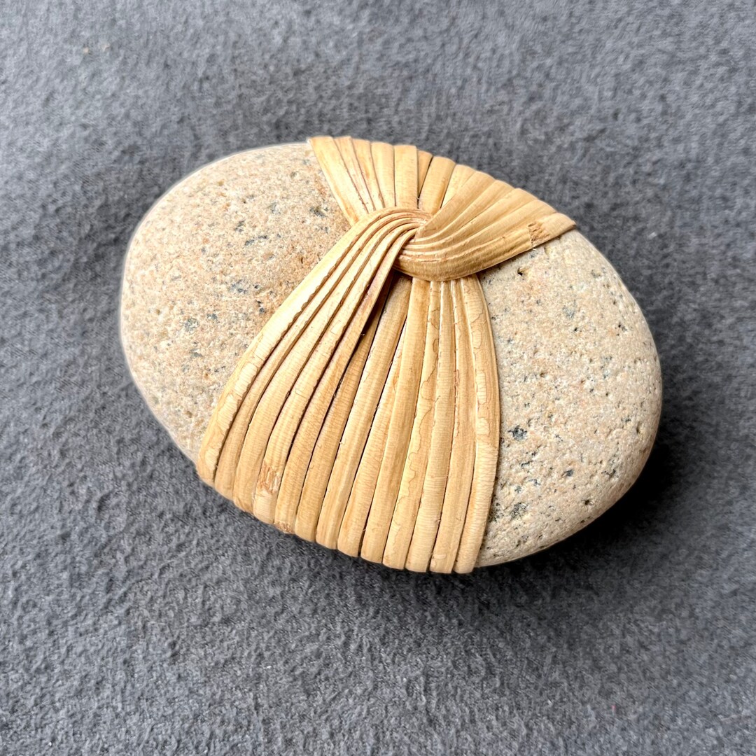 Cane Wrapped Stone Reed Wrapped Stone Zen Stone Wrapped Etsy