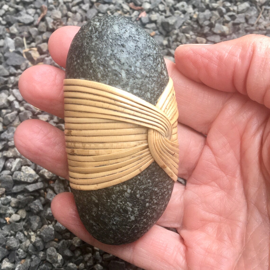 Cane Wrapped Stone Reed Wrapped Stone Zen Stone Wrapped Etsy