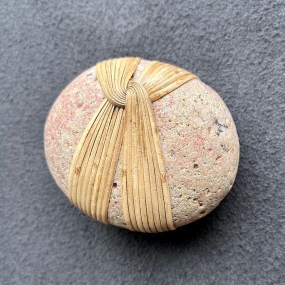 Cane Wrapped Stone Reed Wrapped Stone Zen Stone Wrapped Etsy