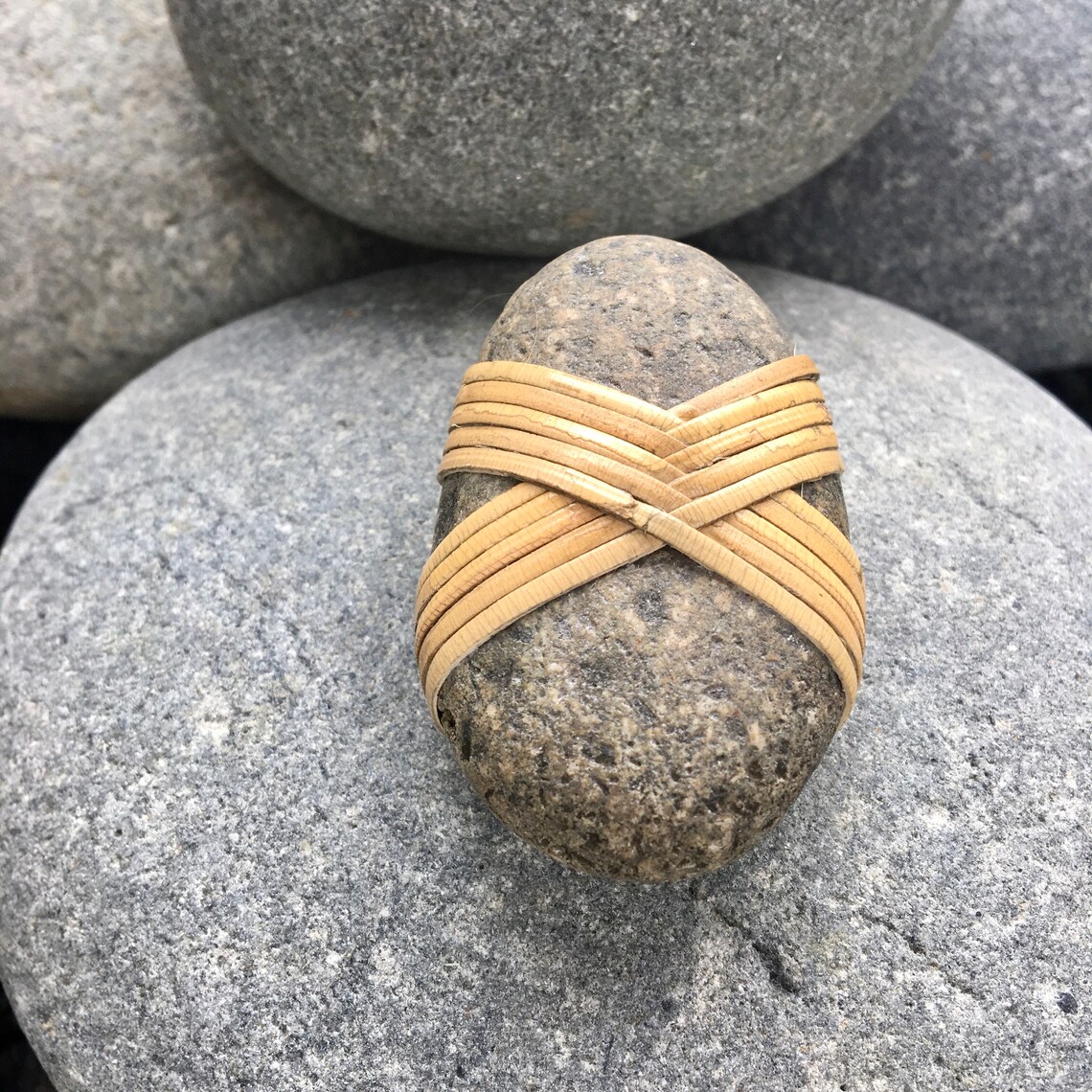 Cane Wrapped Stone Reed Wrapped Stone Zen Stone Wrapped Etsy