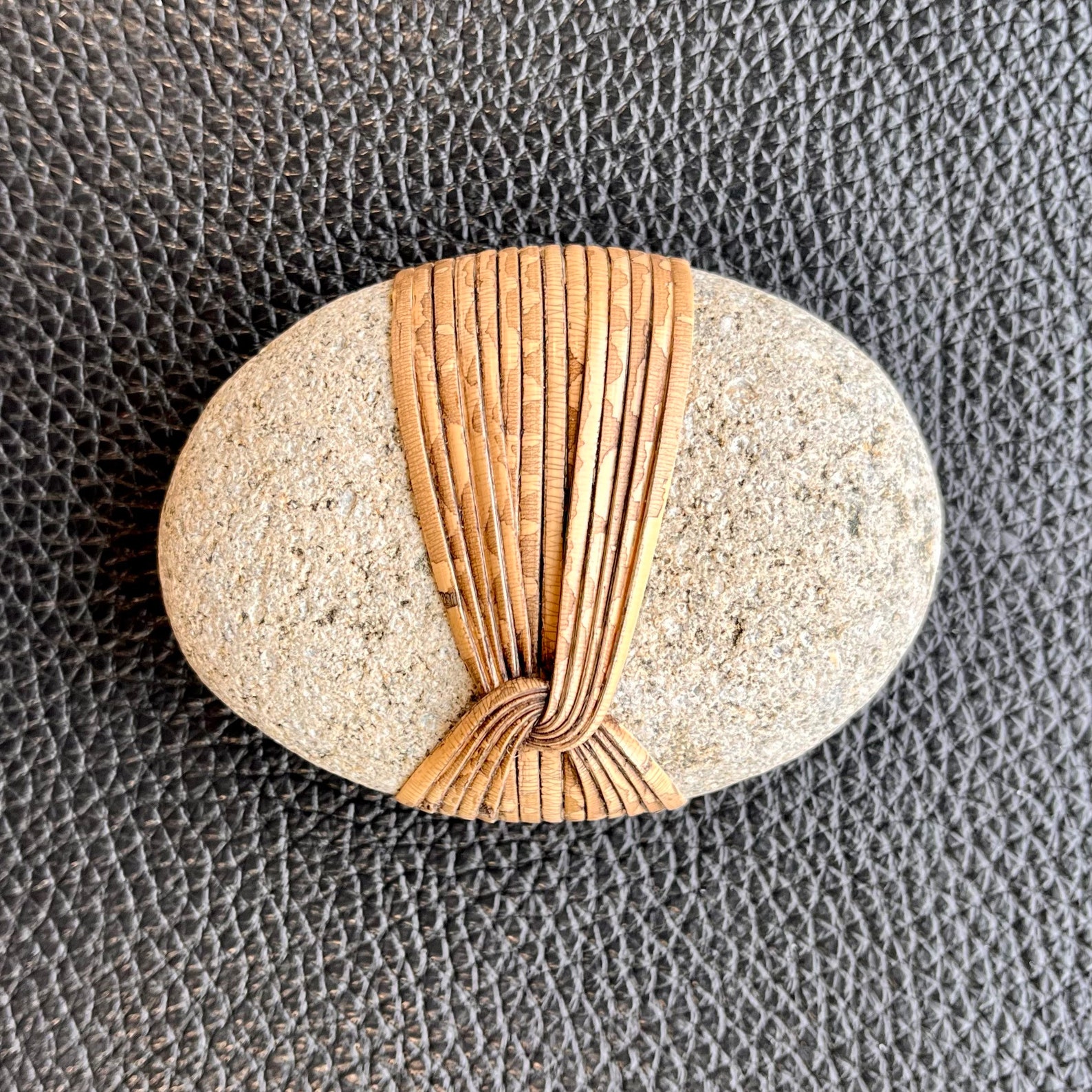 Large Cane Wrapped Stone Reed Wrapped Stone Zen Stone Etsy