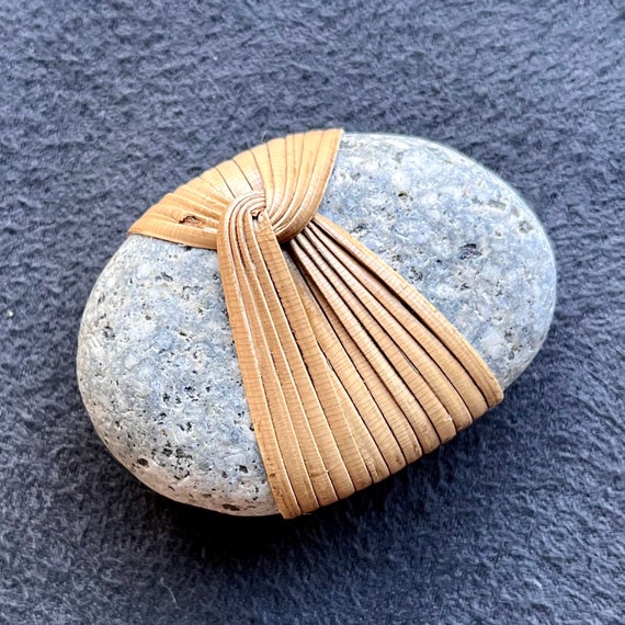 Cane Wrapped Stone Reed Wrapped Stone Zen Stone Wrapped Etsy