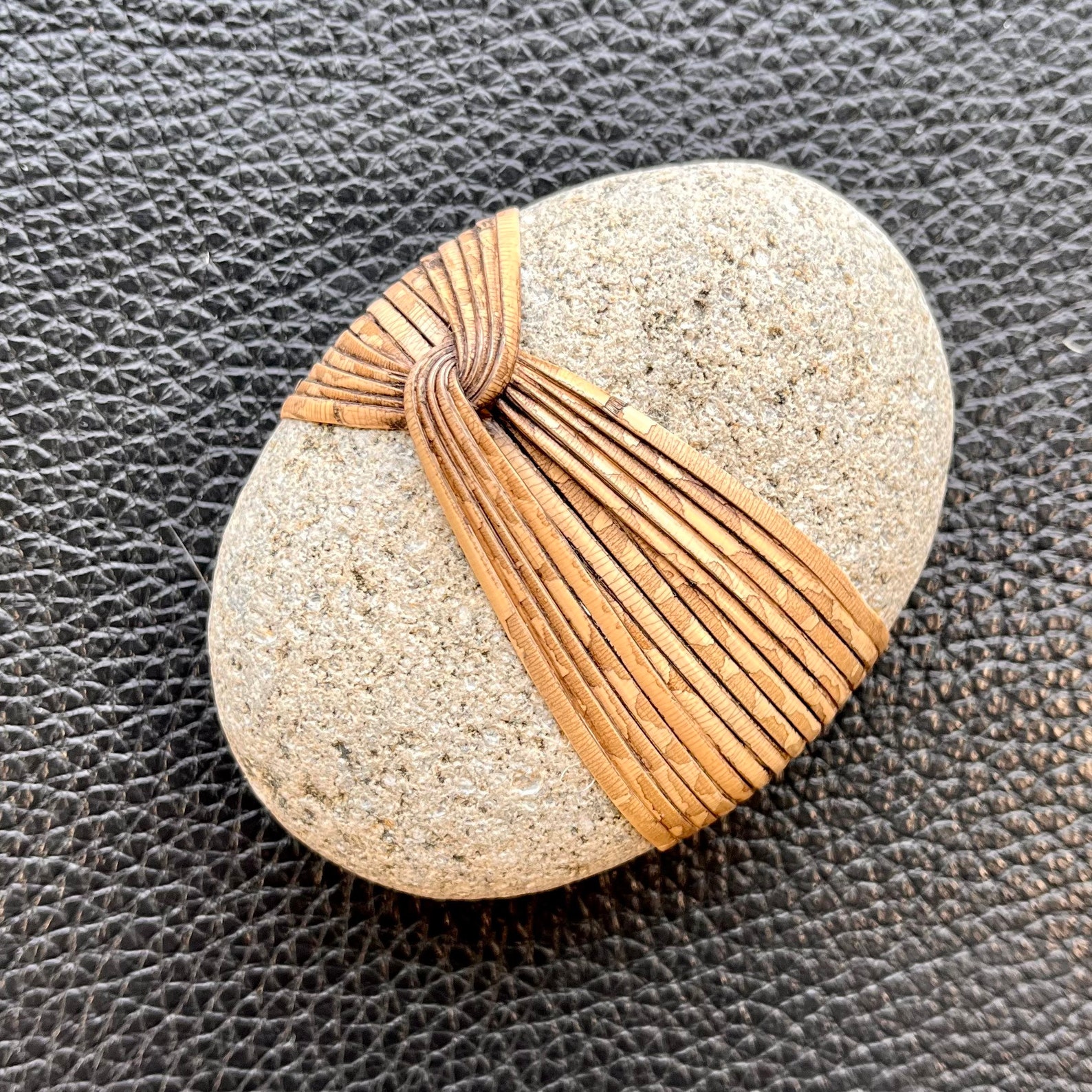 Large Cane Wrapped Stone Reed Wrapped Stone Zen Stone Etsy