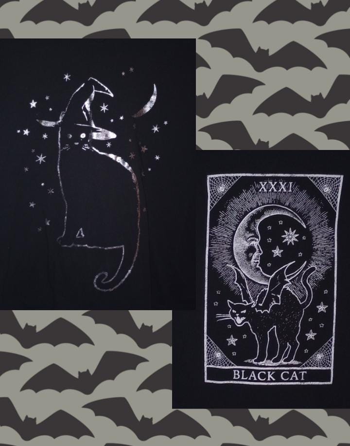 2 Halloween Witch Magic T-shirts Lg-XL Pick a Pair of Beaded Cat Charm Earrings