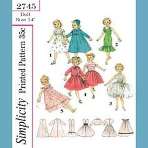 14" Miss Revlon Puppenkleidung Schnittmuster Simplicity 2745 Toni, Sweet Sue, Dollikin Schnittmuster PDF