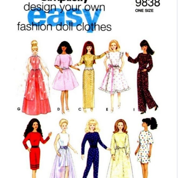 Simplicity #9838 Wardrobe for Barbie & Friends 11.5in Dolls