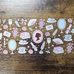 Envoltura UVDTF de libros vintage de Lady England para lata de vidrio de 16 oz, calcomanía estética de la Regencia.