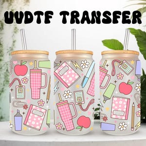 Emballage UVDTF pour enseignants, boîte de 16 oz, emballage pour gobelet en verre, prêt à poser, adhésif imperméable permanent, option double face
