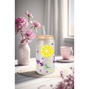 UVDTF Lemons or Lavender for 16oz Can Glass Mug Tumbler, Ready to Apply, Permanent Waterproof Adhesive image 6