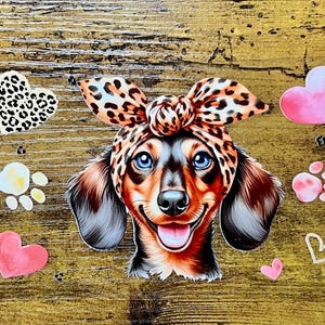 UVDTF Wrap Dachshund Heart for 16oz Can Glass Mug Tumbler, Dog Mom, Ready to apply, Permanent Waterproof Adhesive