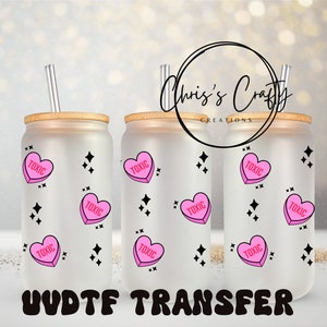 UVDTF Wrap Valentines Toxic Hearts 16 Unzen Dose Glas, Herzverpackung, haftfertig, permanenter wasserdichter Klebstoff, bündeln und sparen