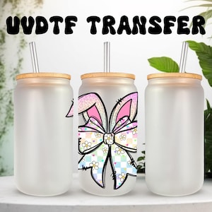 Bunter Blumen Häschen Ohr Bogen UVDTF Aufkleber - Lebendiges Design zum Anpassen von Accessoires