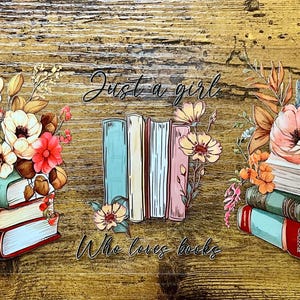 UVDTF Wrap Books Girl Who Loves Books 16oz Can Glass Mug Tumbler, Ready to apply, Permanent Waterproof Adhesive