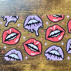 UVDTF Wrap Alla hjärtans dag-läppar 473 ml, 593 ml burk i glas, färdig att applicera, permanent vattentätt självhäftande material