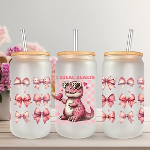 Emballage UVDTF Saint-Valentin, boîte de 16 oz, squelette, tasse en verre, papier Saint-Valentin, prêt à poser, adhésif imperméable permanent