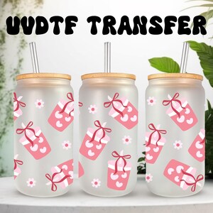 UVDTF Wrap Iced Coffee Floral 16oz Can Glass Wrap Mug Tumbler, Floral Wrap, Ready to Apply, Permanent Waterproof Adhesive