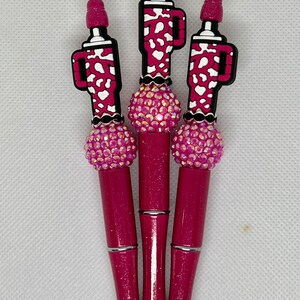 Beaded Tumbler Cow Print Pen Beaded Pen, Sarcastic Pen, Fun Pens Acrylic Beads, Custom Pen, Retractable Ink Pen, Gifts, Graduation