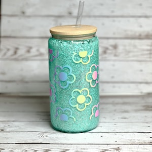 16 oz Suspended Glitter Snow Globe Libbey Can Glass | Glitter Tumbler | Gift ideas